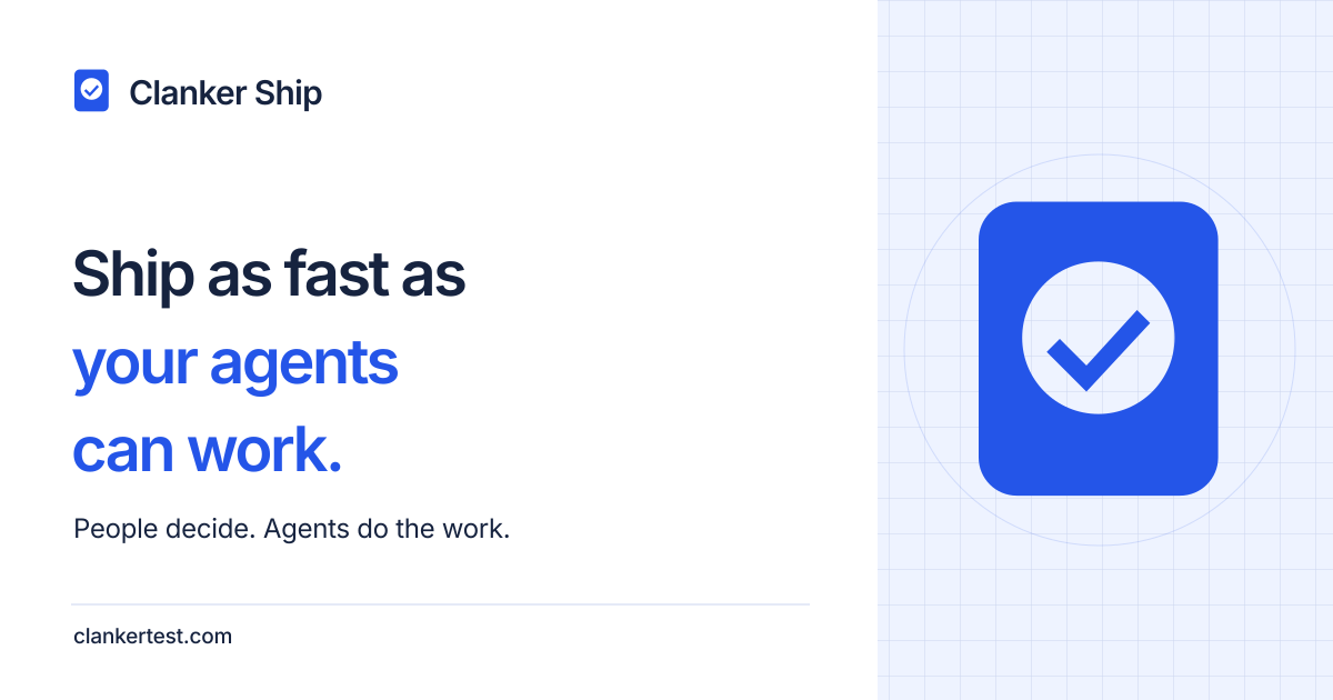 Clanker Ship — Ship as fast as your agents can work. The Solid logo on a Blueprint grid.